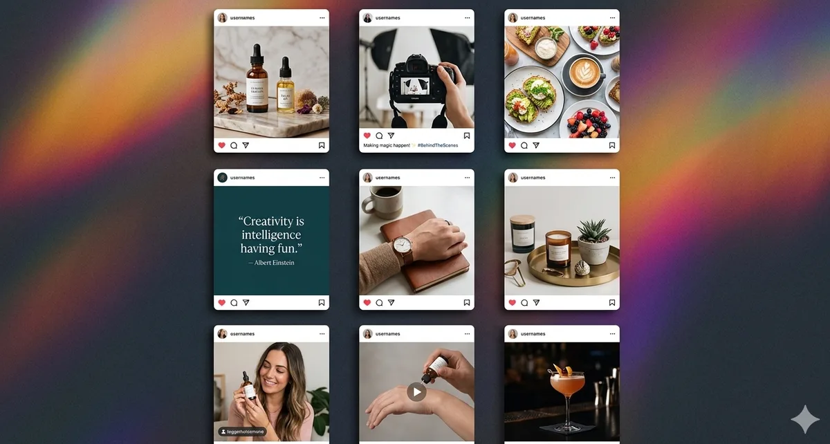 Grille Instagram avec des idées de posts variées