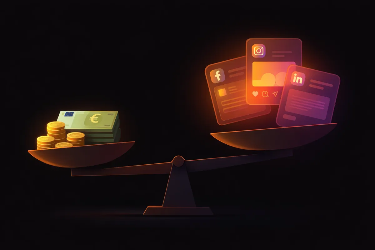 Balance comparant le coût d'un community manager avec les outils de réseaux sociaux