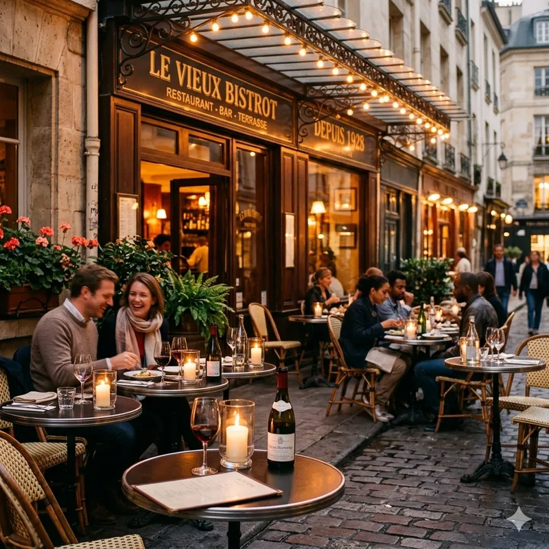 Terrasse de bistrot en été