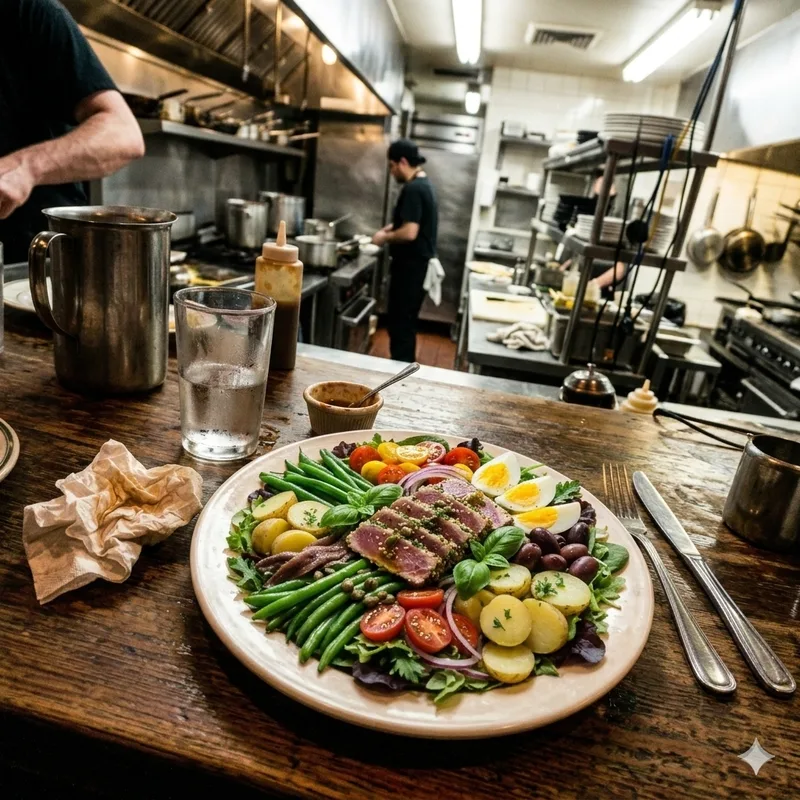 Photo de salade prise en cuisine, non retouchée